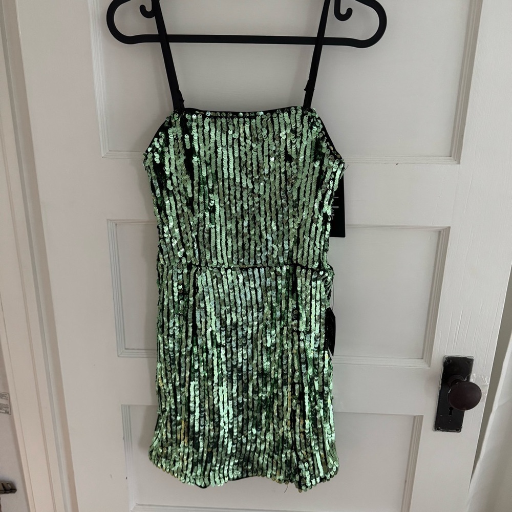 NWT Lulus Hit the Dance Floor Green Sequin Sleeveless Bodycon Mini Dress - Picture 5 of 10